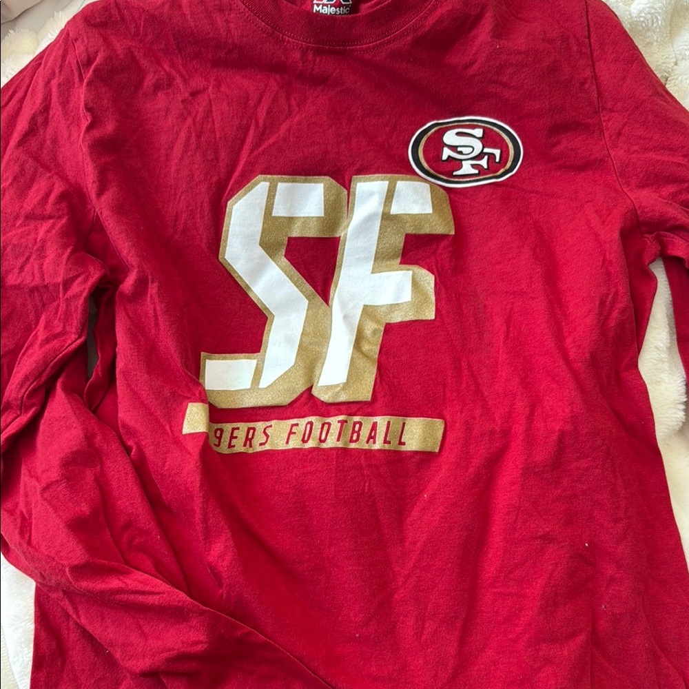 Majestic Kids Red 49ers Football Shirt